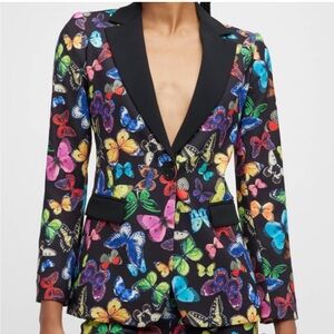 Alice + Olivia Black Butterfly Print Blazer